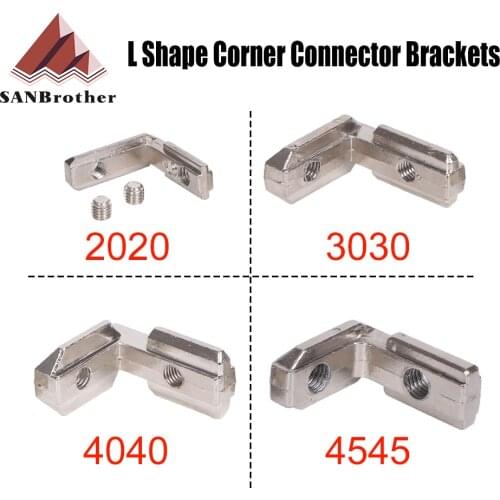 2-10pcs T Slot L-Shape 2020 3030 4040 4545 Aluminum Profile Interior Corner Connector Joint Bracket with screw