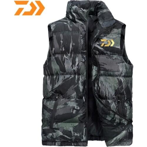 2021 Daiwa Mens Winter Body Warmer Fishing Jacket Camouflage Sleeveless Waistcoat Shooting Fishing Sport Vest M-4XL