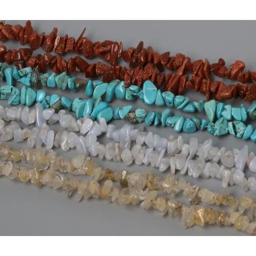 3-5mm Natural 11 Style Material Stone Freeform Gravel Loose Chip Beads Strand 34" For Jewelry making bracelet and necklace