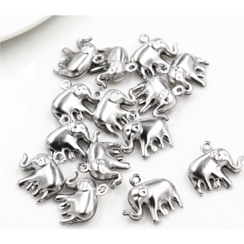 30pc/lot 15x14mm Elephant Charms 316 Stainless Steel Elephant Cute for necklace pendant charms diy jewelry making-Q3-11