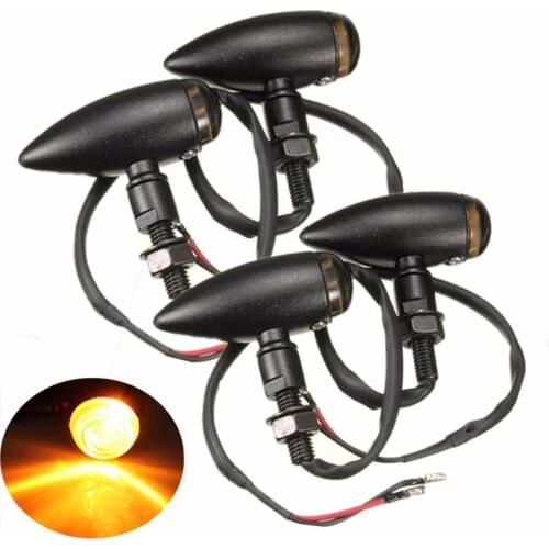 4PCS Motorcycle Bullet Turn Signal Indicator Light Lamp For Harley Chopper/Cruiser Black Chrome