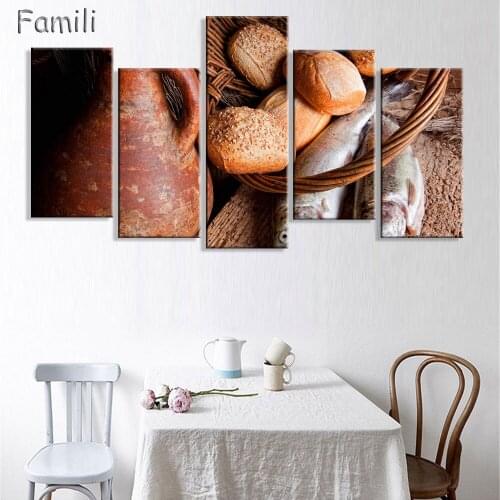 5pcs/set still life bottle tea decoration wall art picture Fruit posters Canvas Painting for living room unframed