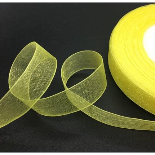 50 Yards/Roll 5/8" 15mm Yellow Organza Ribbon Bow Wedding Decoration Lace Crafts