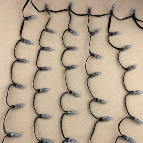 Addressable 10 pixel per cluster LED RGB full color Icicles string;DC12V/DC5V WS2811 controlled;20AWG all BLACK wire;IP68
