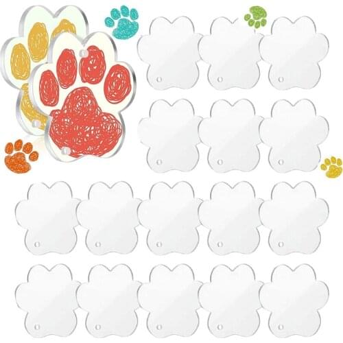 Acrylic Dog Paw-shaped Keychain Blank Acrylic Dog Paw-shaped Valentines Day Diy Jewelry Crafts Party Decoration