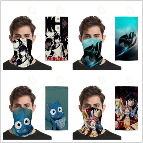 Anime FAIRY TAIL Bandana Scarf for Men Women Fishing Scarfs Bike Neck Warmer Neck Gaiter Tube Cycling Sport Headwear