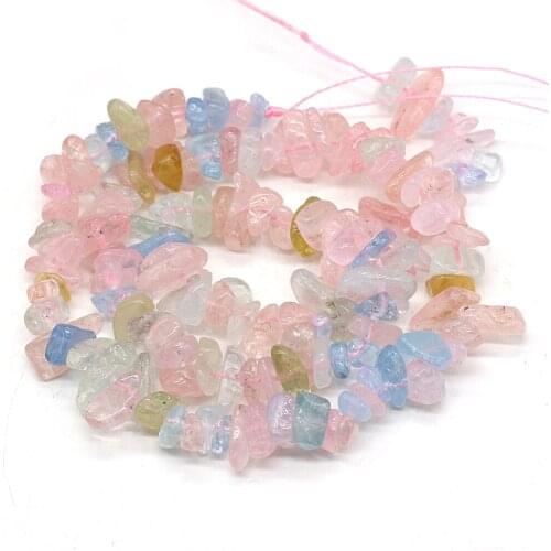 1PC Fine Morgan Stone Loose Beads irregural Natural Gravel Stone Beads for Making Jewelry Necklace Size 3x5-4x6mm Length 40cm