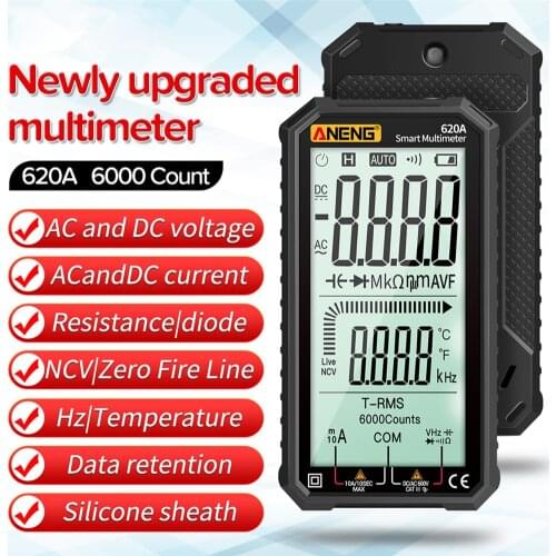 ANENG 620A Digital Multimeter AC/DC Ammeter Volt Ohm Tester Meter Multimetro With Thermocouple LCD Backlight