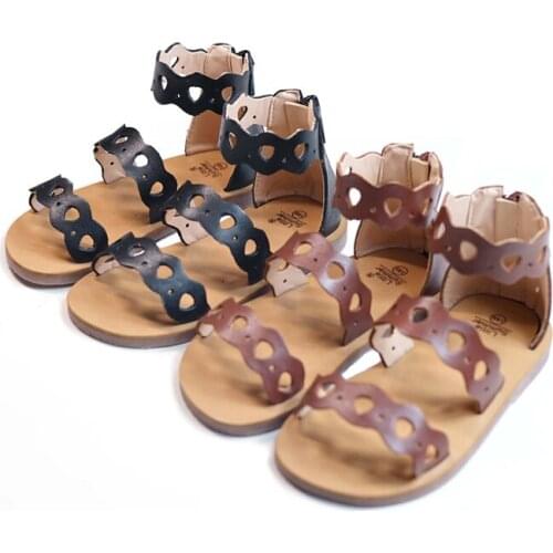 Littlesummer Girls Sandal Genuine Leather Open Toe Kids Roman Sandals Baby Salt Water Shoes Children Sandal