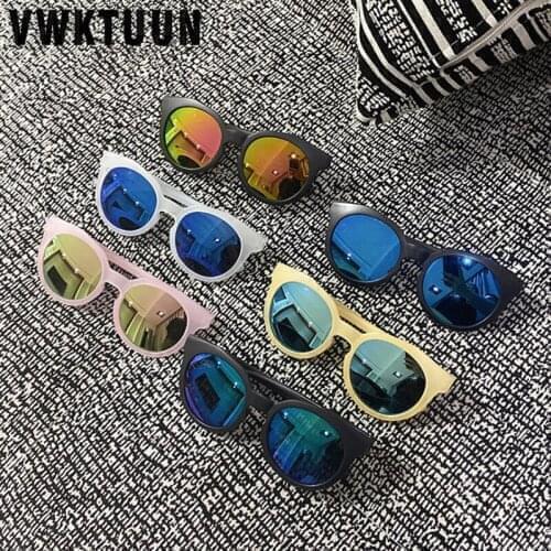 VWKTUUN Jelly Color Sunglasses Children Vintage Colorful Sunglasses Round Glasses UV400 Boys Girls Mirror Shades Outdoor Eyewear