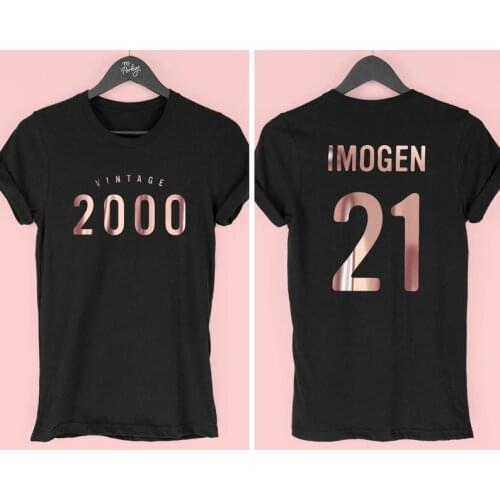 21st Birthday T-Shirt for Women, 2000 T-Shirt, 21st Birthday Gift for Women, Vintage 2000 Top for Her woman tshirts Cotton