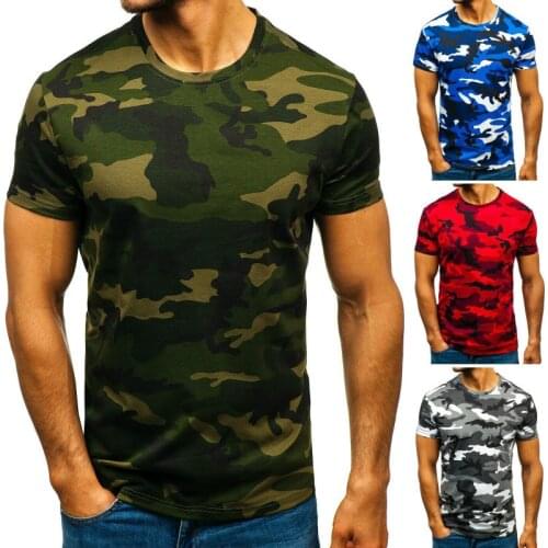 Mens Camouflage Printed T-shirt Casual Round Neck Short Sleeve 2021 Summer Oversized Quick Dry