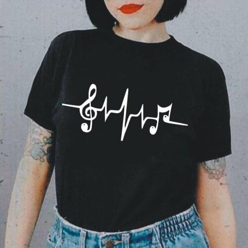 Summer Short Sleeve Harajuku Shirt Tee Shirt Femme Fashion Music Symbol Print T Shirt Women Tops Loose Women Tshirt Blusas Mujer