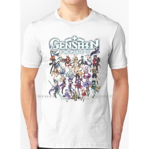 Genshin Impact Heroes T Shirt 100% Pure Cotton Game Gaming Gamer Video Game Genshin Impact Heroes Characters Ps4 Xbox Pc Gaming