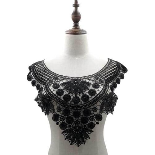 Exquisite White Black Venise Lace Fabric Hollow Embroidered Corsage Scrapbooking Dress Guipure Lace Patch DIY Sewing Applique