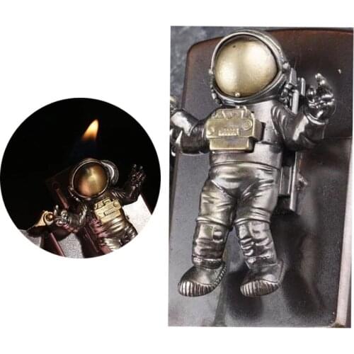 Handmade kerosene lighter retro personality windproof kerosene lighter pure copper space walk sticker machine for boyfriend