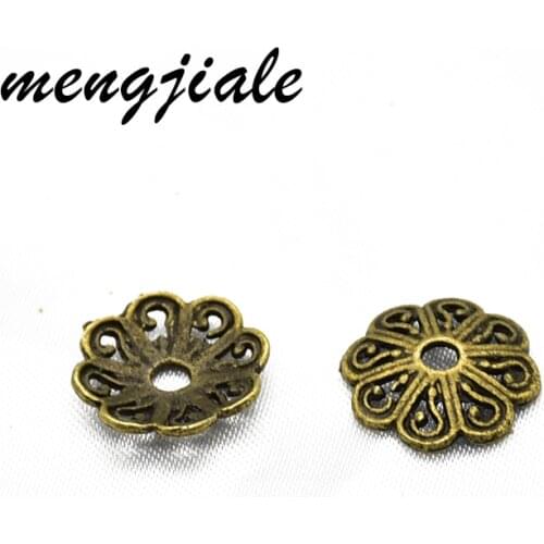 60pcs Wholesale Antique Bronze Flower Bead End Caps For Needlework DIY Jewelry Making Accessories 13*13mm
