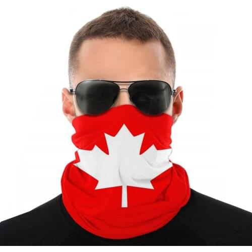 Canada Maple Leaf Flag Scarf Half Face Mask Unisex Fashion Tube Mask Emblem Tubular Bandana Protective Headband Biking Camping