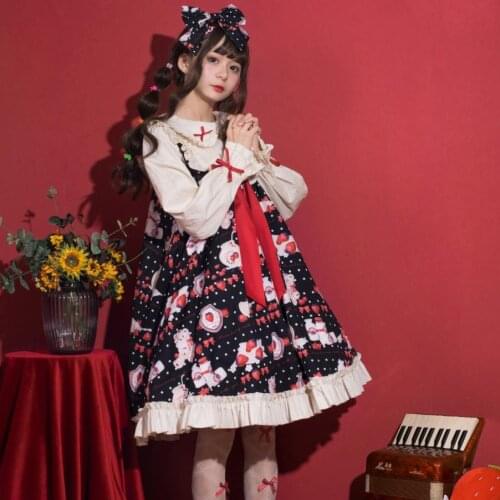 Sweet girls Strawberry pattern lolita dress Royal fairy soft sister Princess LOLITA dress female student cute gown dress F1443