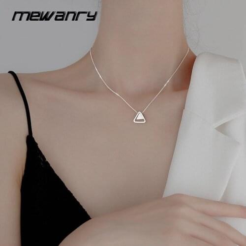 Foxanry Minimalist 925 Sterling Silver Necklace New Fashion Luxury Triangle Geometric Pendant Clavicle Chain Party Jewelry Gifts