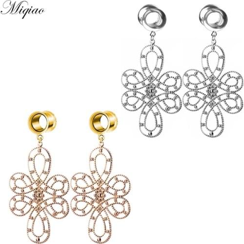 Miqiao 2pcs Hot Selling Simple Style Stainless Steel Chinese Knot Geometric Ear Flared Body Exquisite Piercing Jewelry