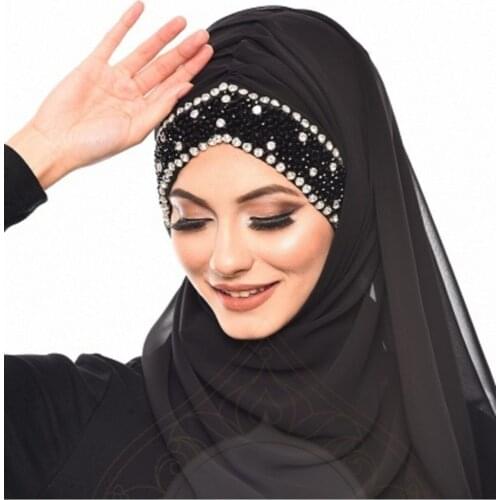 Muslim bubble chiffon hijab scarf women solid color soft long shawls and wraps Islamic Islamic scarf ladies hijabs with