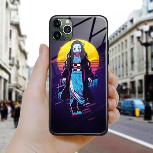 Kimetshu no yaiba Nezuko art Soft Silicone Glass Phone Case Cover Shell For iPhone SE 6 6s 7 8 Plus X XR XS 11 12 Mini Pro Max