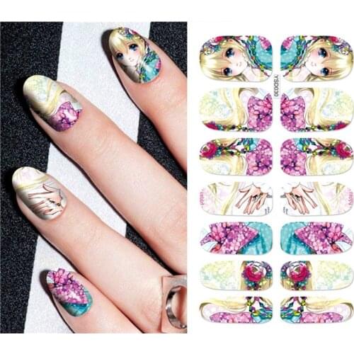 Nail sticker art decoration Cartoon Girl Ice slider adhesive Water Transfer decals manicure lacquer accessoires polish foil