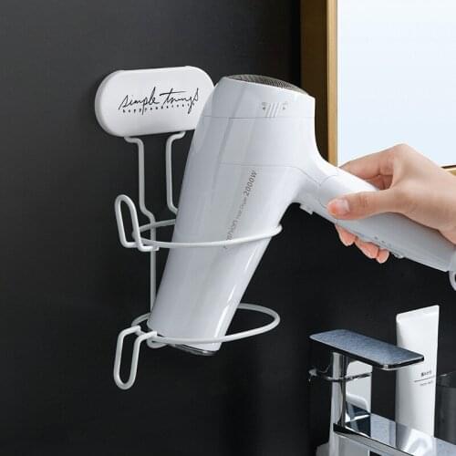 Wall-Mount Hair Dryer Holder Hair Straightener Rack Simple Blow Dryer Shelf Metal Storage Shelves Bathroom Organizer Accessories