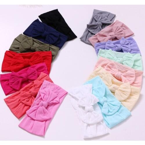 15 pcs/lot , Knot Bow Nylon Headbands, Wide Turban Head Wrap One size fits most Girls Hair Accessories