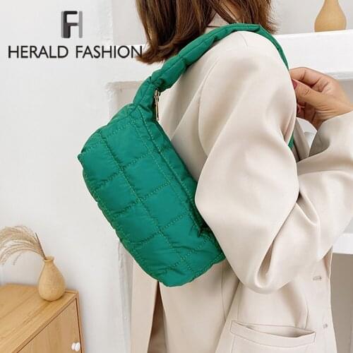 2021 New Winter Soft Down Fabric Shoulder Bag Branded Quality Womens Designer Small White Underarm Pack Female Shopper Purses