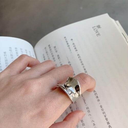 New Arrival 100% 925 Sterling Silver Exaggerated Irregular Circular Concave Surface And Wide Surface For Women Jewelry Gift