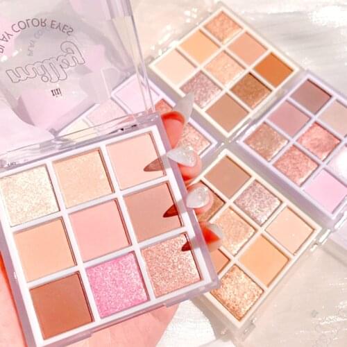9 colors eyeshadow palette nude makeup rose beige gold silver long lasting waterproof metallic eyeshadow powder AC403