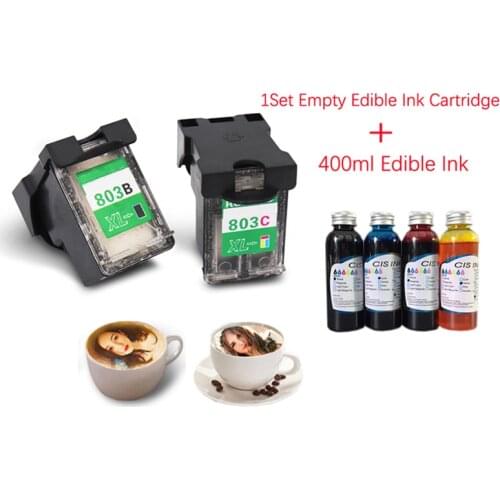Einkshop Empty Edible Ink Cartridge + 400ml Edible Ink For Coffee Printer Food Printer for Epson Hp Inkjet Printers