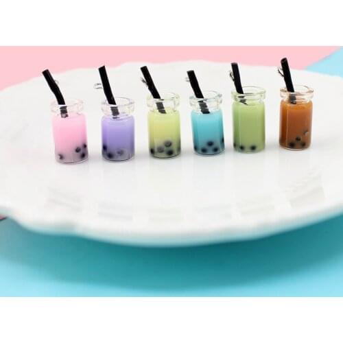 10pcs 3D Resin Bubble Drink Bottle Charms 27*10mm Pearl Milk Tea Pendants for Jewelry DIY Handmade Earrings Bracelet Finding