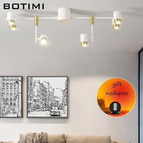 BOTIMI Modern 220V LED Ceiling Lights For Dressing Room White Bedroom Black Office Surface Mounted Adjustable Indoor Lighting