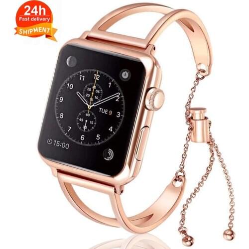 Women Band for Apple Watch 38mm 42mm 40mm 44mm Stainless Steel Strap Fashion Metal Bracelet correa iWatch Series 6 SE 5 4 3 2 1
