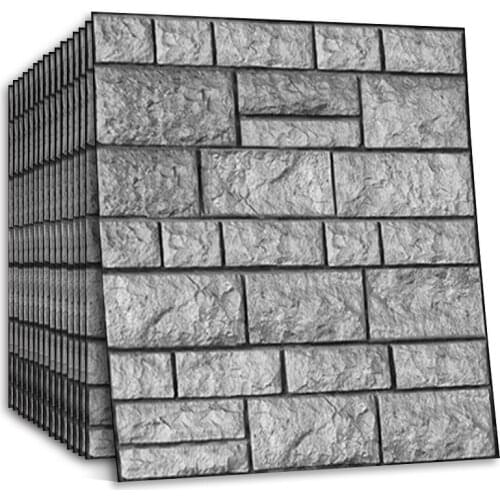 3D Wallpaper Brick Sticker Waterproof Stone Art Self-Adhesive Wall Paper Removable for Bathroom Living Room Counter Countertop