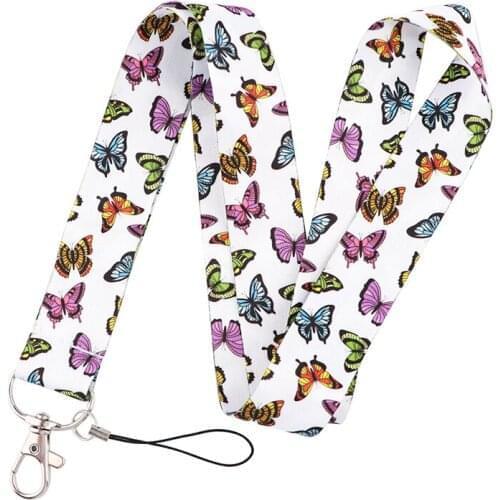 Dream Butterfly Loves Flowers Lanyard for Keys Phone Cool Neck Strap Lanyard for Camera Whistle ID Badge Cute webbings ribbons