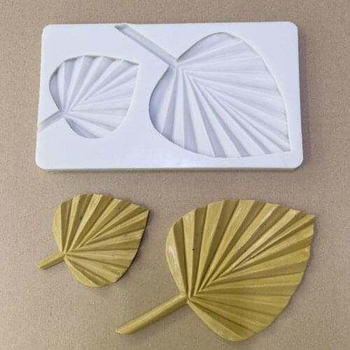 Cute Fan Leaf Silicone Cake Mold Chocolate Super Light Clay Soft Pottery Molds Rose Flower Leaf Fondant Cake Decoration Mould