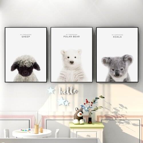 Nordic Minimalism Small Fresh and Cute Animal Panda Zebra Elephant Poster Wall Art Print Printing Bedroom Childrens Room Home D