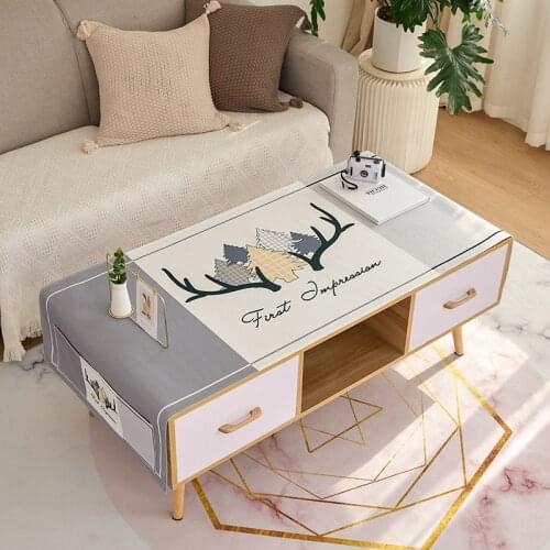 Nordic Waterproof Oil-proof Anti-fouling Cotton Linen Tea Table Cover Cloth Desk Mat Rectangle Home Restaurant Tables Cloths
