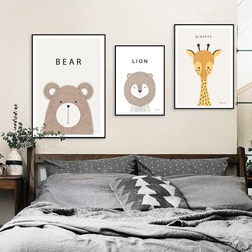 Scandinavian Style Animal Print Nursery Posters Cute Animals Decorative Picture Cuadros Decor Salon Wall Art Canvas Painting