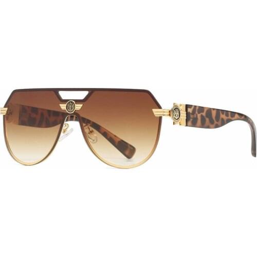 2021 New Luxury Conjoined Piece Pilot Sunglasses Fashion Leopard Men Women Vintage Brand Design Sunglasses Oculos De Sol
