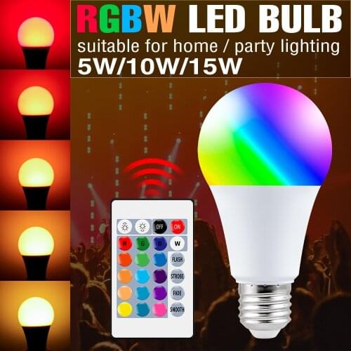 Bulb RGB Spot Light E27 Change Color Lamp RGBW With IR Remote Control Smart Bulbs 5W 10W 15W Holiday Party Decor Night Bombillas