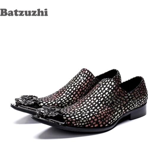 Batzuzhi Italy Type Men Dress Shoes Pointed Toe Luxury Leather Dress Shoes Men Multi Color Party Wedding Shoes zapatos de hombre