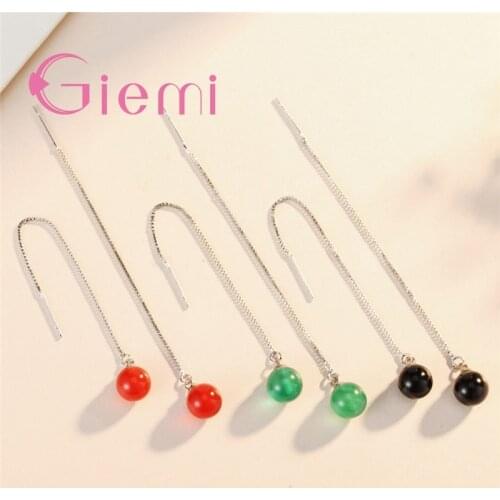 Unique Design Trendy 3 Colors AAA Grade Beads 925 Sterling Silver Drop Dangle Earrings for Women Girl Jewelry Birthday Gifts