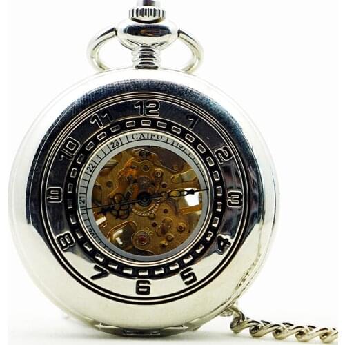 Unisex Vintage Arabic Numbers Retro Style Bronze Mechanical Pocket Watch Gift PJX1194
