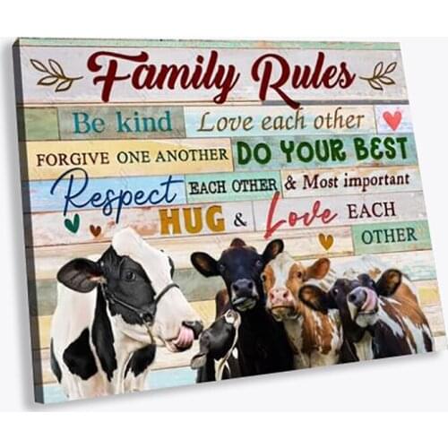 Inspirational Wall Art Motivational for Living Room Bookroom Bedroom Family Rules Decor Print on Canvas Picture Poster Wall Art