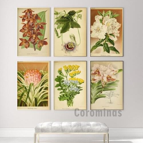 Vintage Ephemera Flowers Canvas Painting Art HD Prints Plant Posters Botanicals Pastel Painting Wall Pictures Living Room Decor